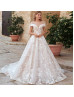 Beaded Ivory Lace Crystal Waist Wedding Dress Beaded Ivory Lace Crystal Waist Wedding Dress
